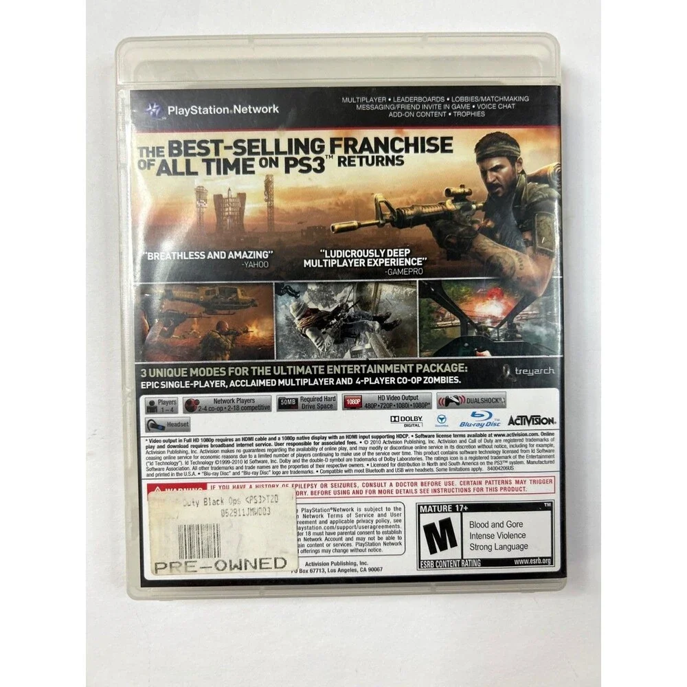 Activision Call of Duty: Black Ops II PS3 Shooter Game, Manual Included